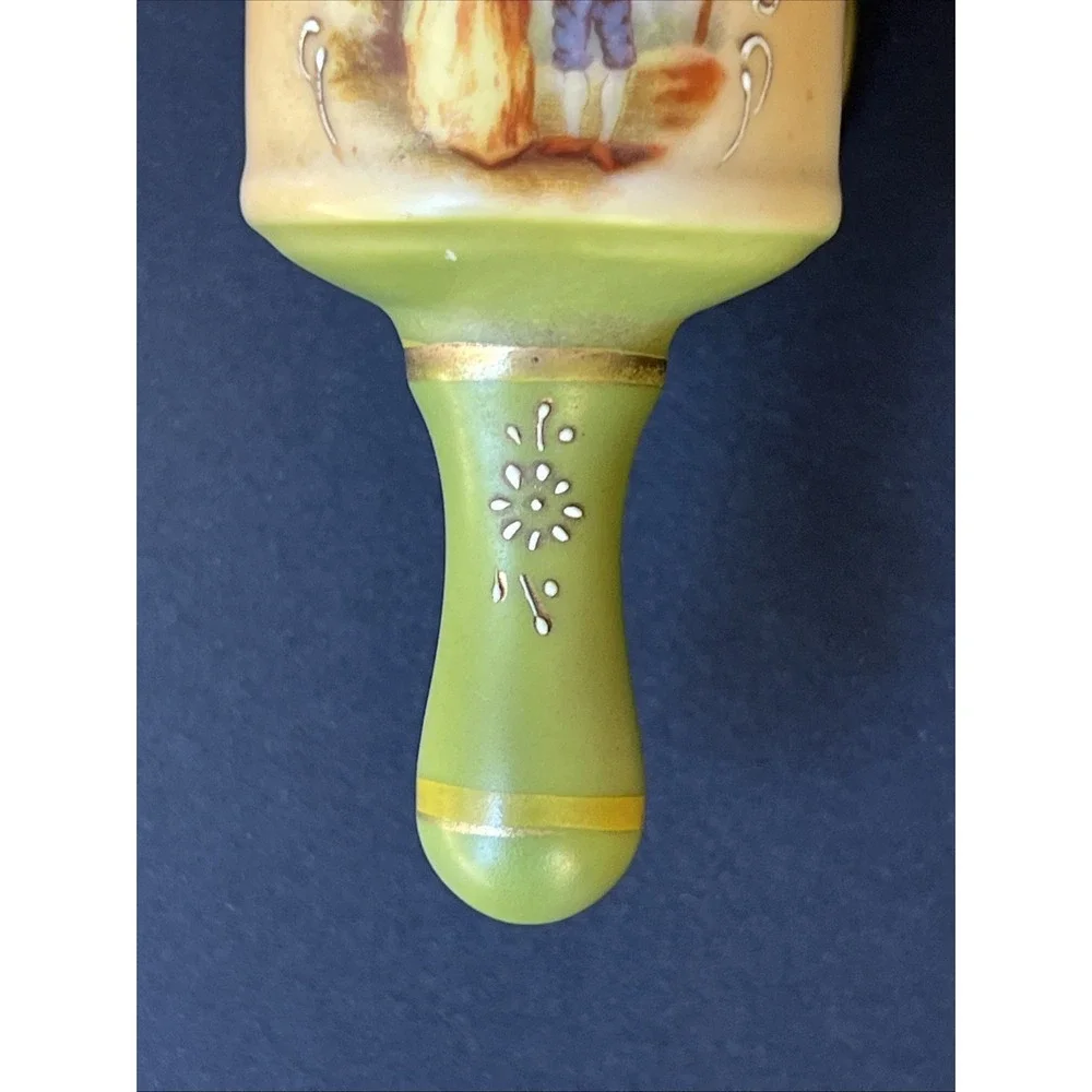 VTG S.G.K. Japan Hand Painted Footed Porcelain Spice Scoop Victorian Scene 5